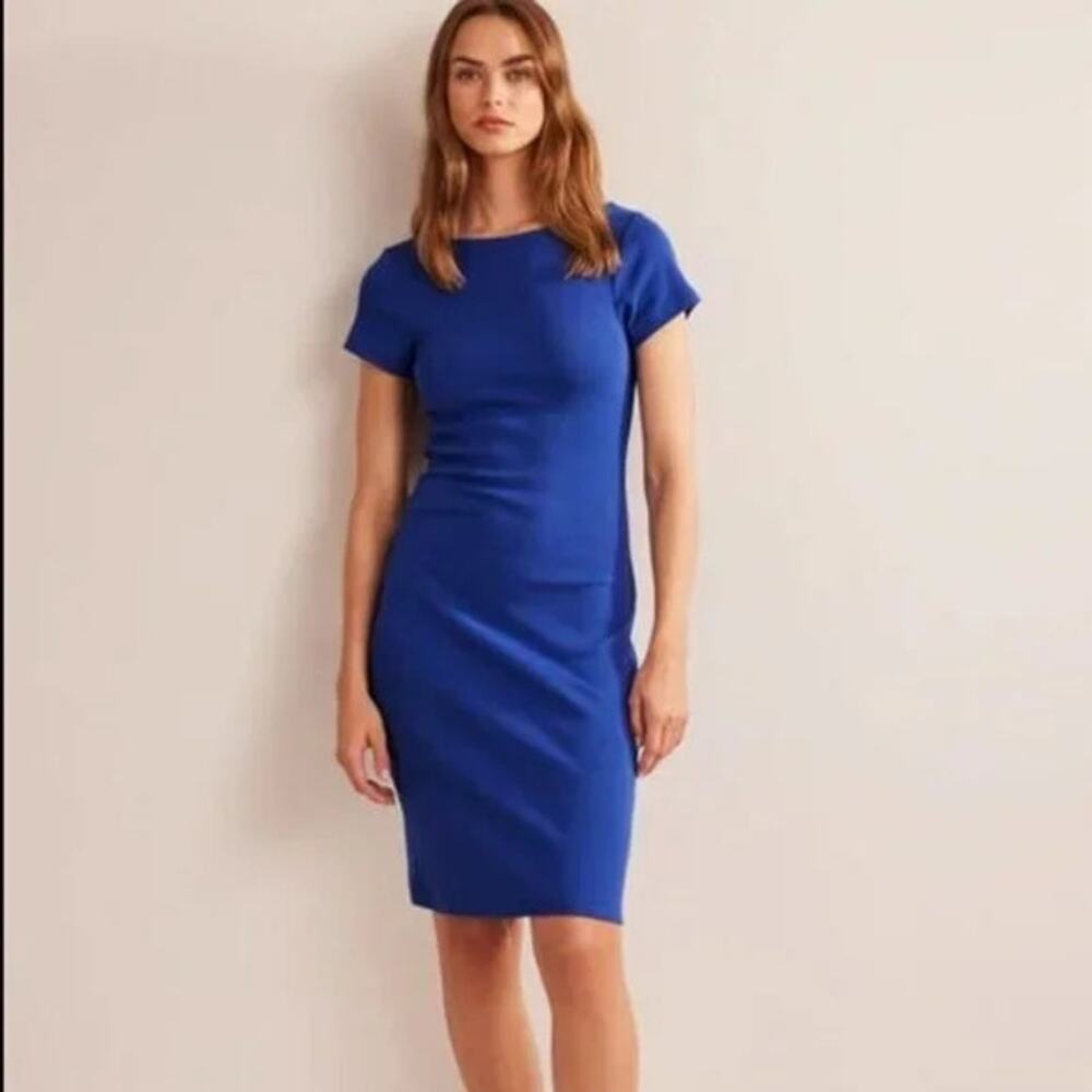 BODEN Low Back Ribbed Jersey Dress Sapphire Blue Size 10 Medium M CASUAL COMFY